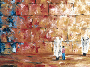Father And Son At The Kotel 36"x48" - Devora Rhodes Collection